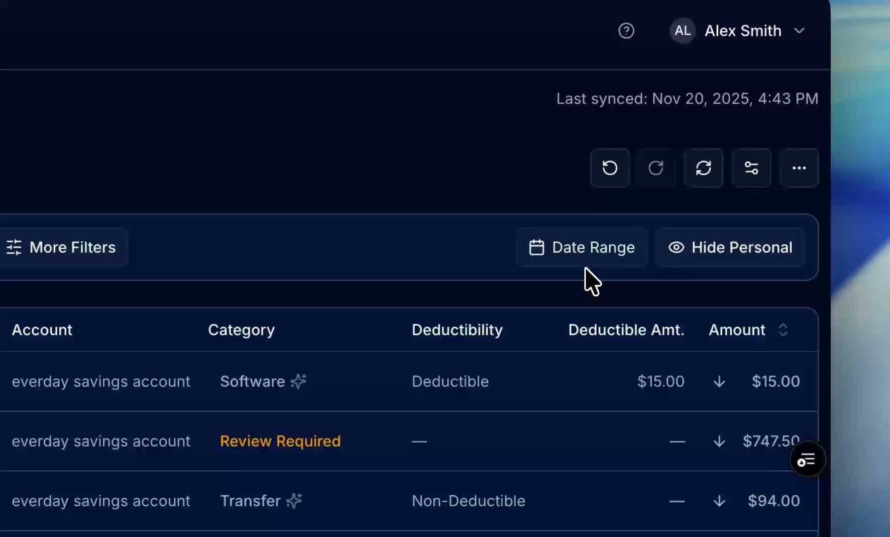 Exporting tax report